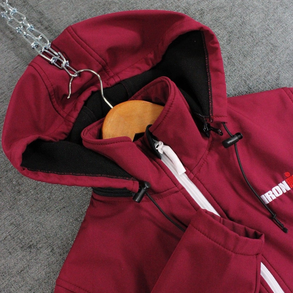 Ironman Mens Softshell Hooded Jacket Burgundy Red Full Zip Performance Size M